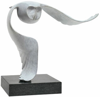 Skulptur "Sneeuwuil - Schneeeule", Bronze grau