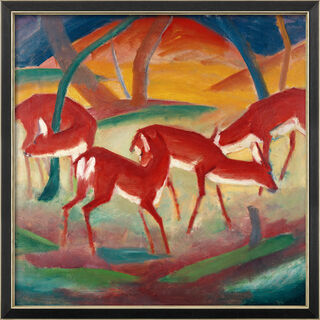 Bild "Rote Rehe I" (1910), gerahmt